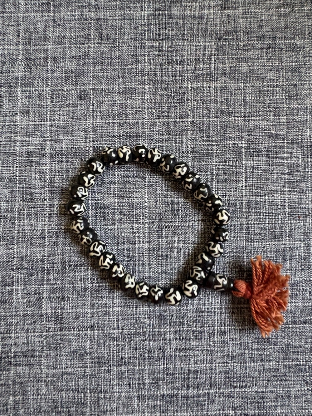 Black and White Beaded Tassel Bracelet